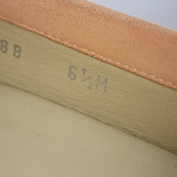 Stuart Weitzman Peach Suede Gold Chain Loafers Size 6.5 - Picture 11 of 13